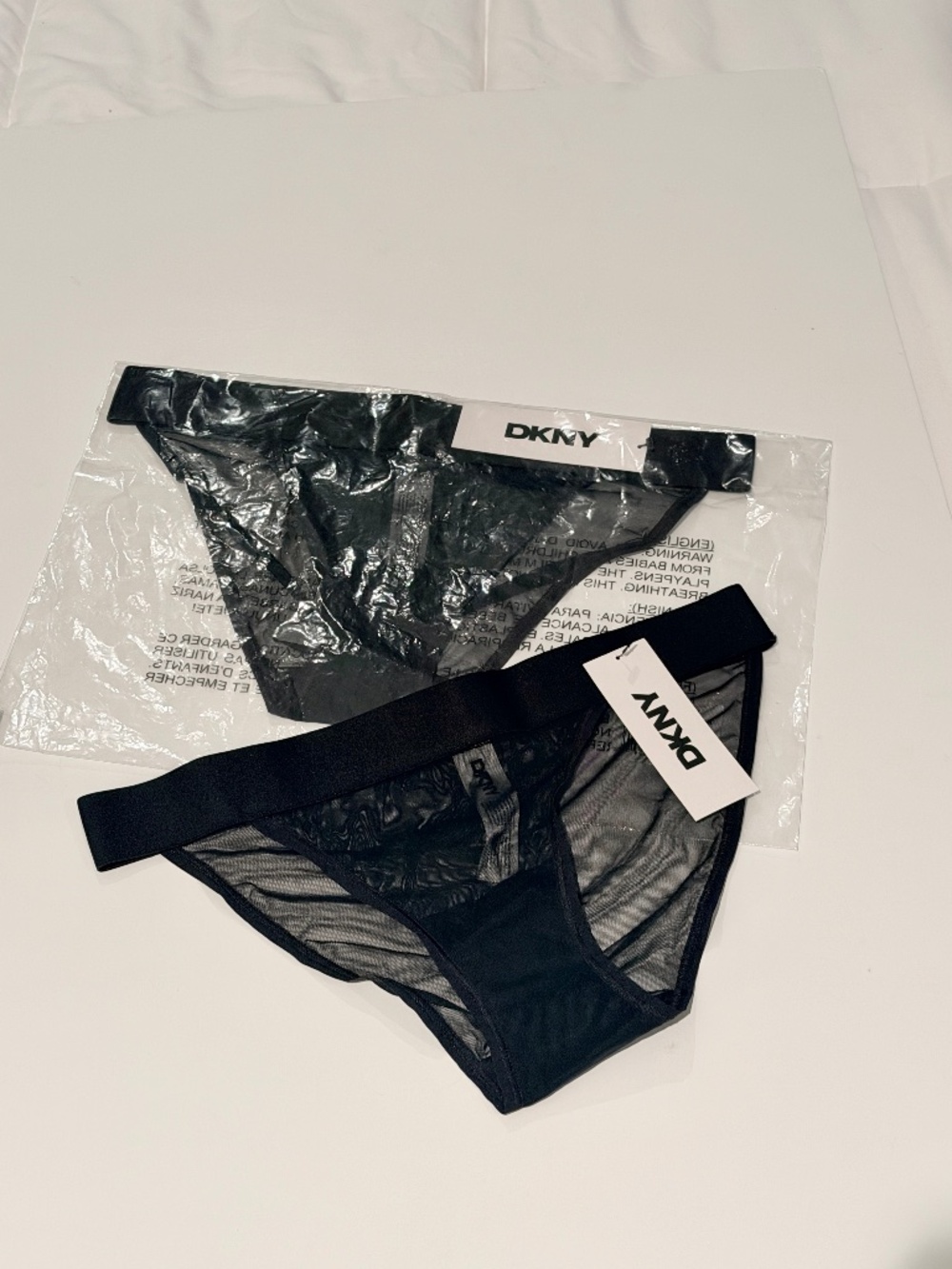 2 Pair, NWT, DKNY Women's Sheer Black Bikini Underwear DK8945, Small